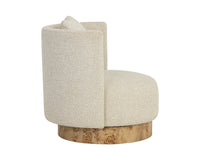 Fortis Oatmeal Swivel Accent Chair with Maple Burl Base