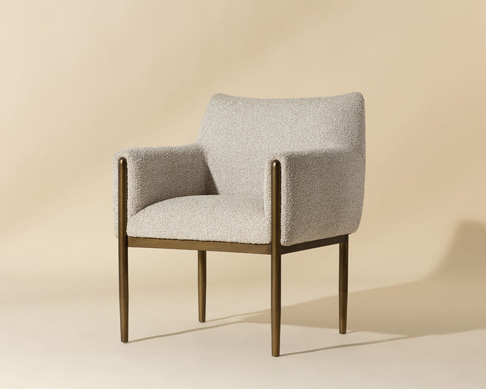 Olea Oatmeal Fabric & Bronze Dining Armchair