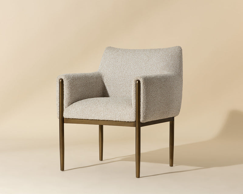 Olea Oatmeal Fabric & Bronze Dining Armchair