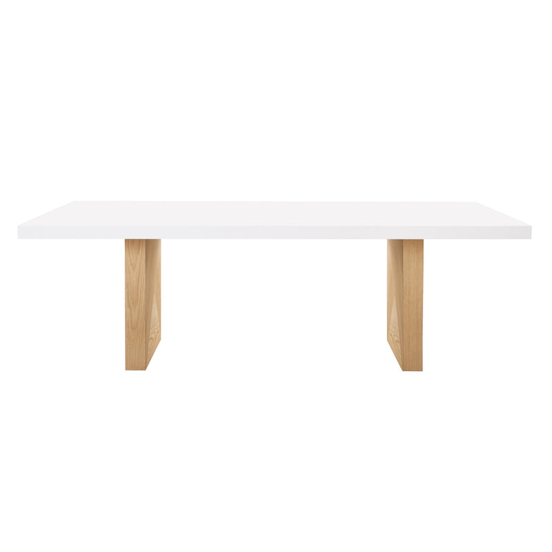 Jahmir White Gloss and Natural Ash 92" Rectangular Dining Table