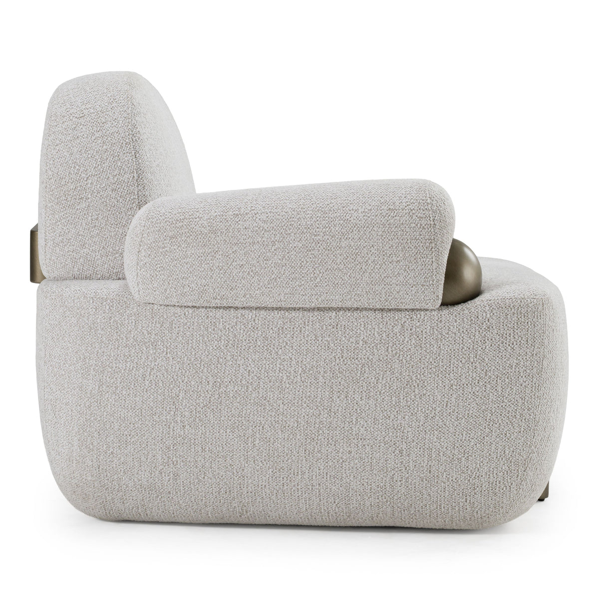 Grace Modern Off-White & Antique Brass Accent Chair