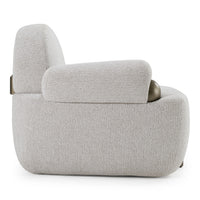 Grace Modern Off-White & Antique Brass Accent Chair