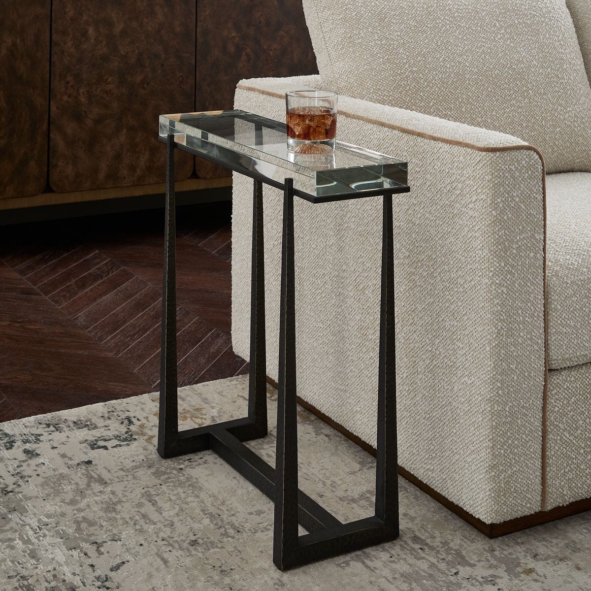 Dasie 24" Crystal & Dark Bronze Accent Table