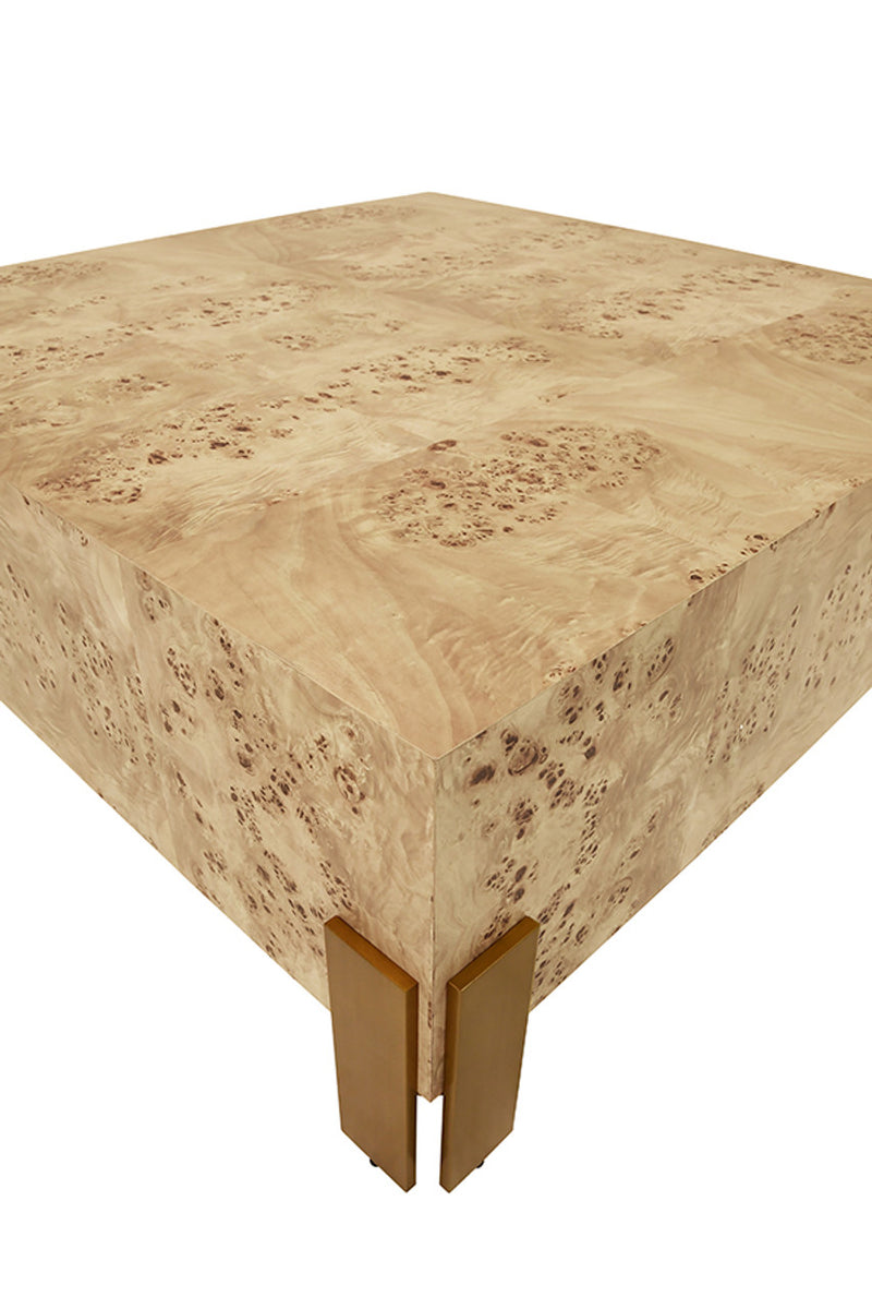 Harriet Burl Wood & Brass Square Coffee Table