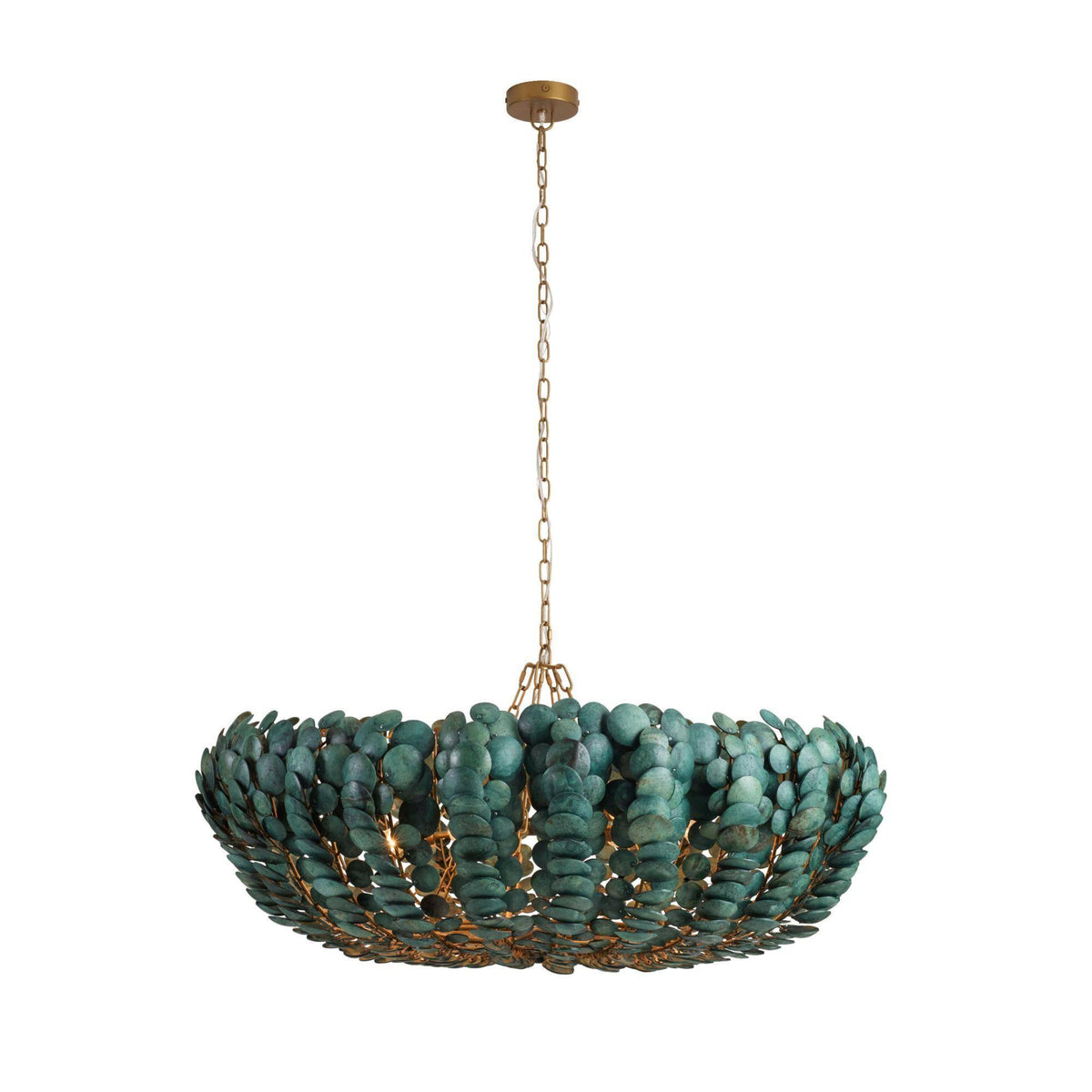 Bilal 52" Eucalyptus Stain Coco Shell Round Chandelier