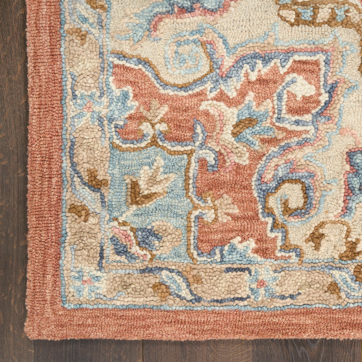 Goldie Rust Ivory Wool Persian Style Area Rug