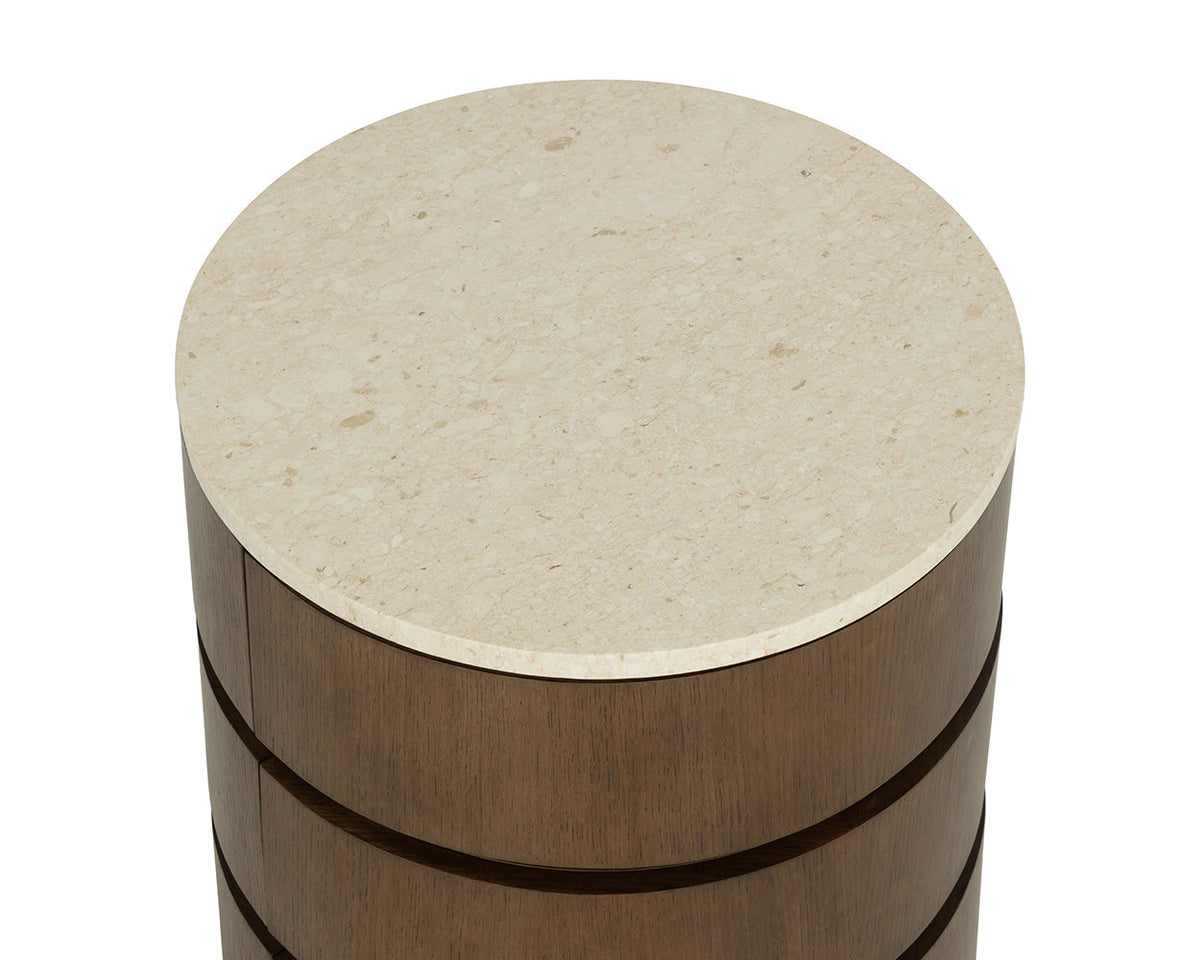 Caldora Oak Veneer & Marble Top Nightstand