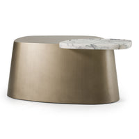 Magnolia 54" Modern White Marble & Antique Brass Coffee Table