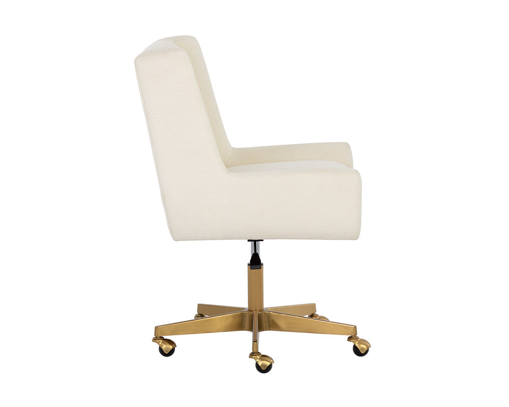 Mirian Alabaster Performance Fabric & Gold Desk Chair