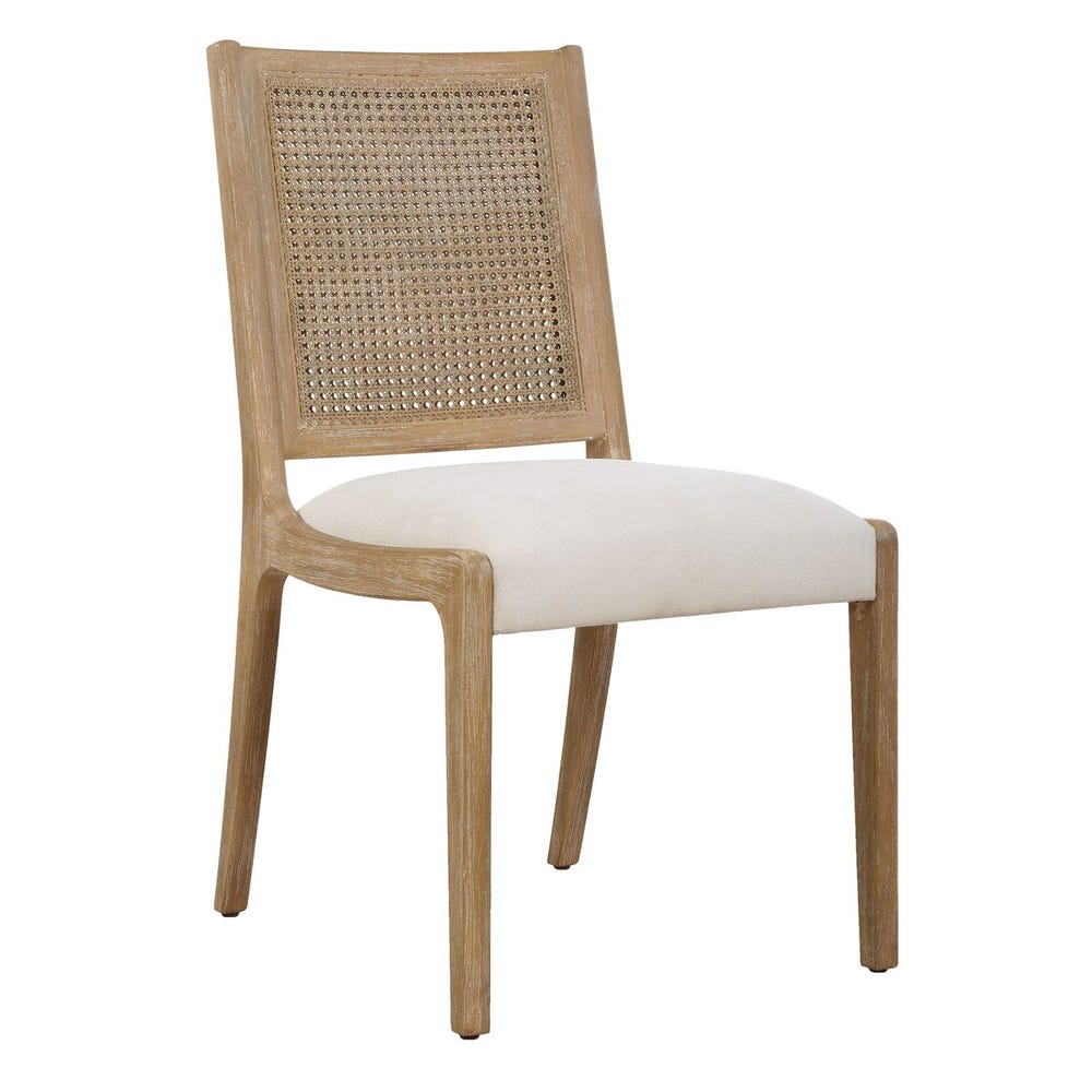 Coastal Rattan Upholstered Dining Chair (Set of 2)