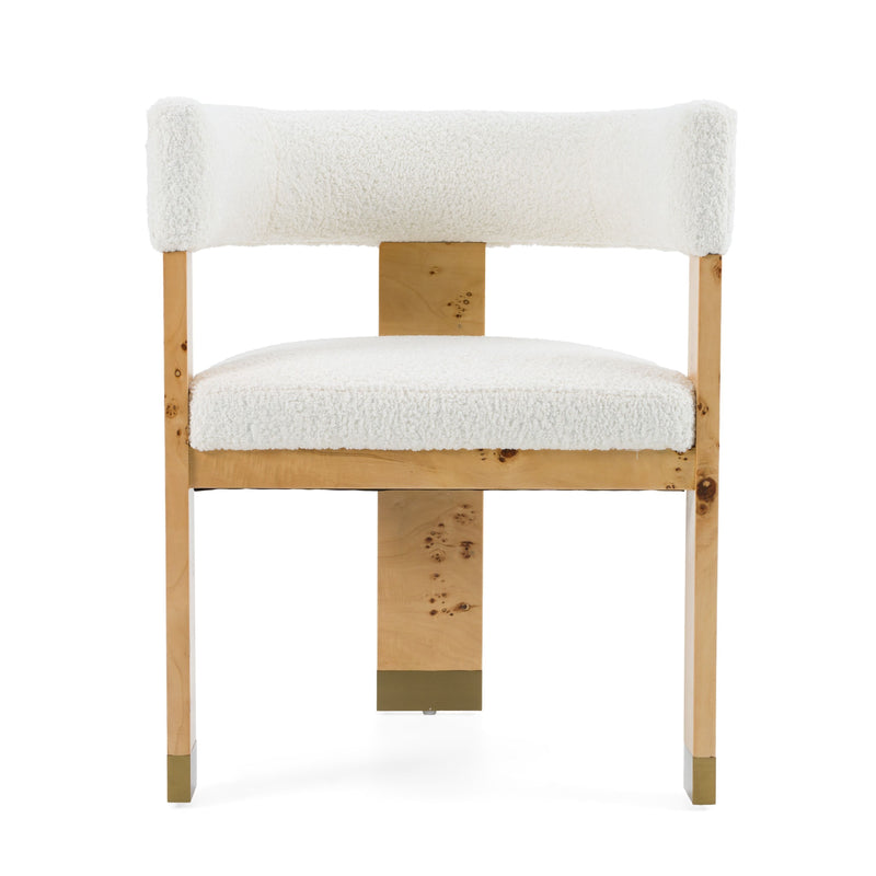 Bernadette Modern Cream & Burl Dining Chair