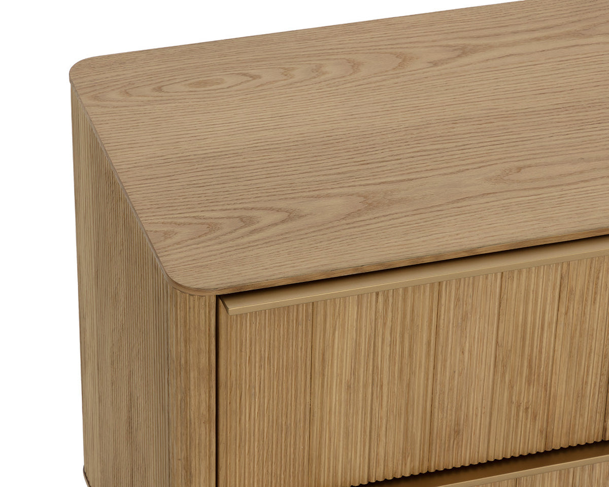 Kalla 36" Large Black Reeded Oak & Brushed Gold Nightstand