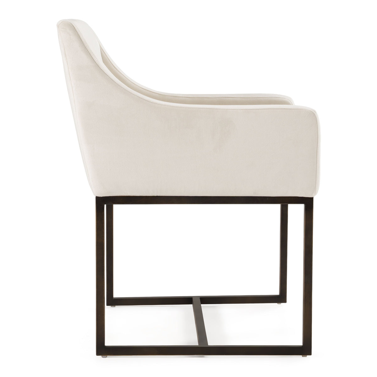 Isabeau Modern Beige Velvet & Brass Dining Chair
