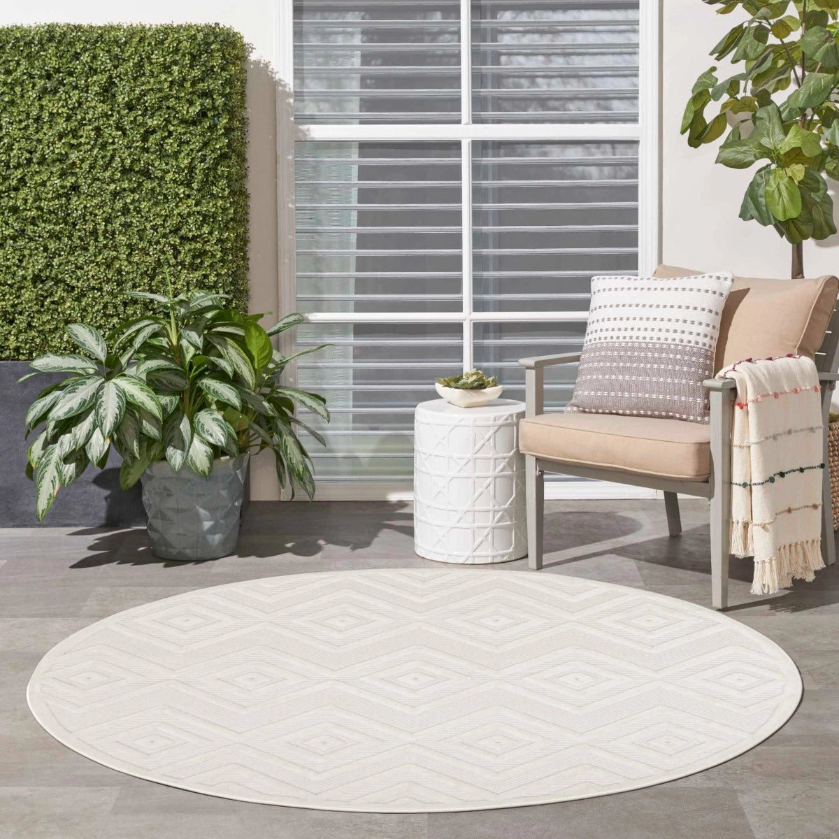 Aericka Indoor/Outdoor Ivory & White Area Rug - Elegance Collection