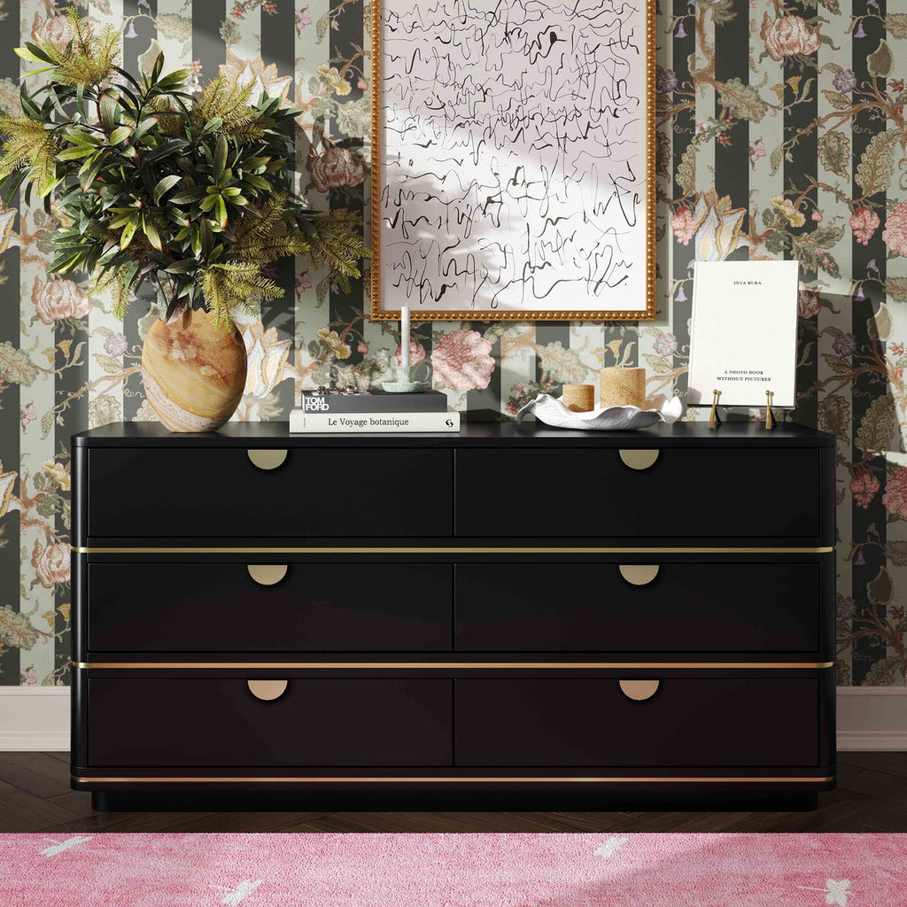 Kace Black 6 Drawer Dresser - Luxury Living Collection