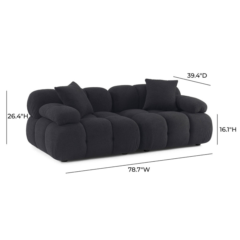 Vogue Black Vegan Shearling Modular Loveseat