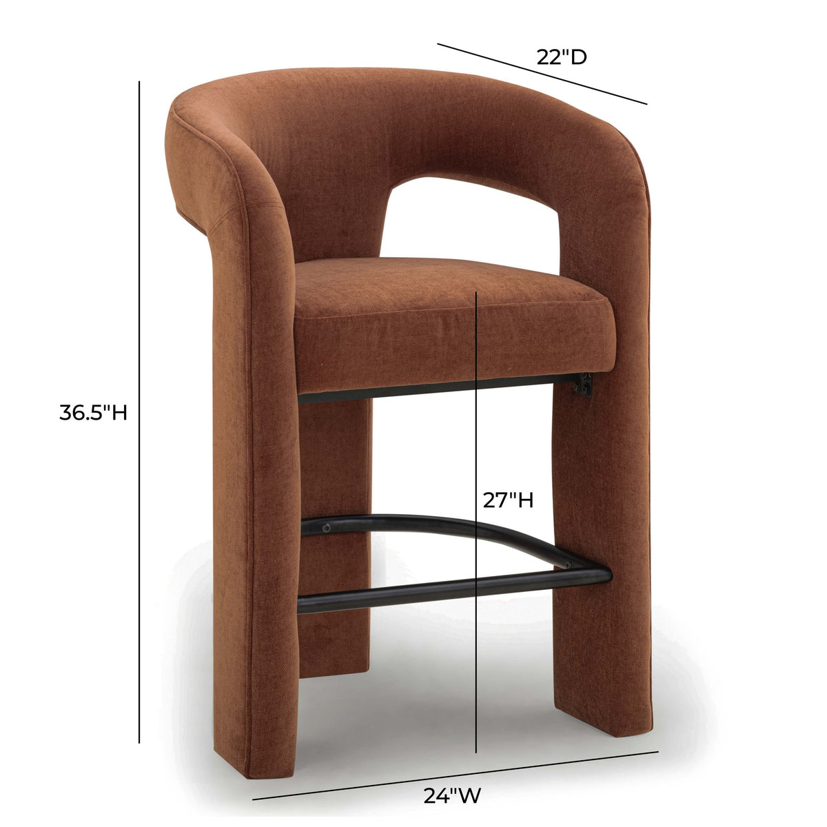 Malone Rust Red Performance Chenille Counter Stool