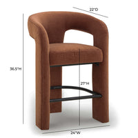 Malone Rust Red Performance Chenille Counter Stool