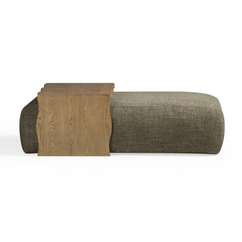 Spencer Green Performance Basketweave Ottoman with Coffee Table