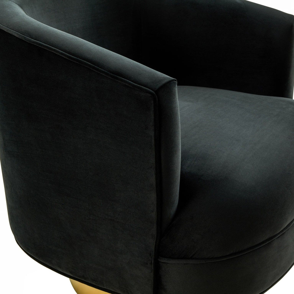 Bergen Modern Black Fabric with Brushed Gold Accent Chair
