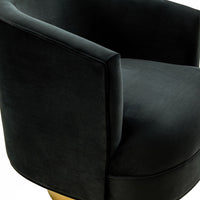 Bergen Modern Black Fabric with Brushed Gold Accent Chair