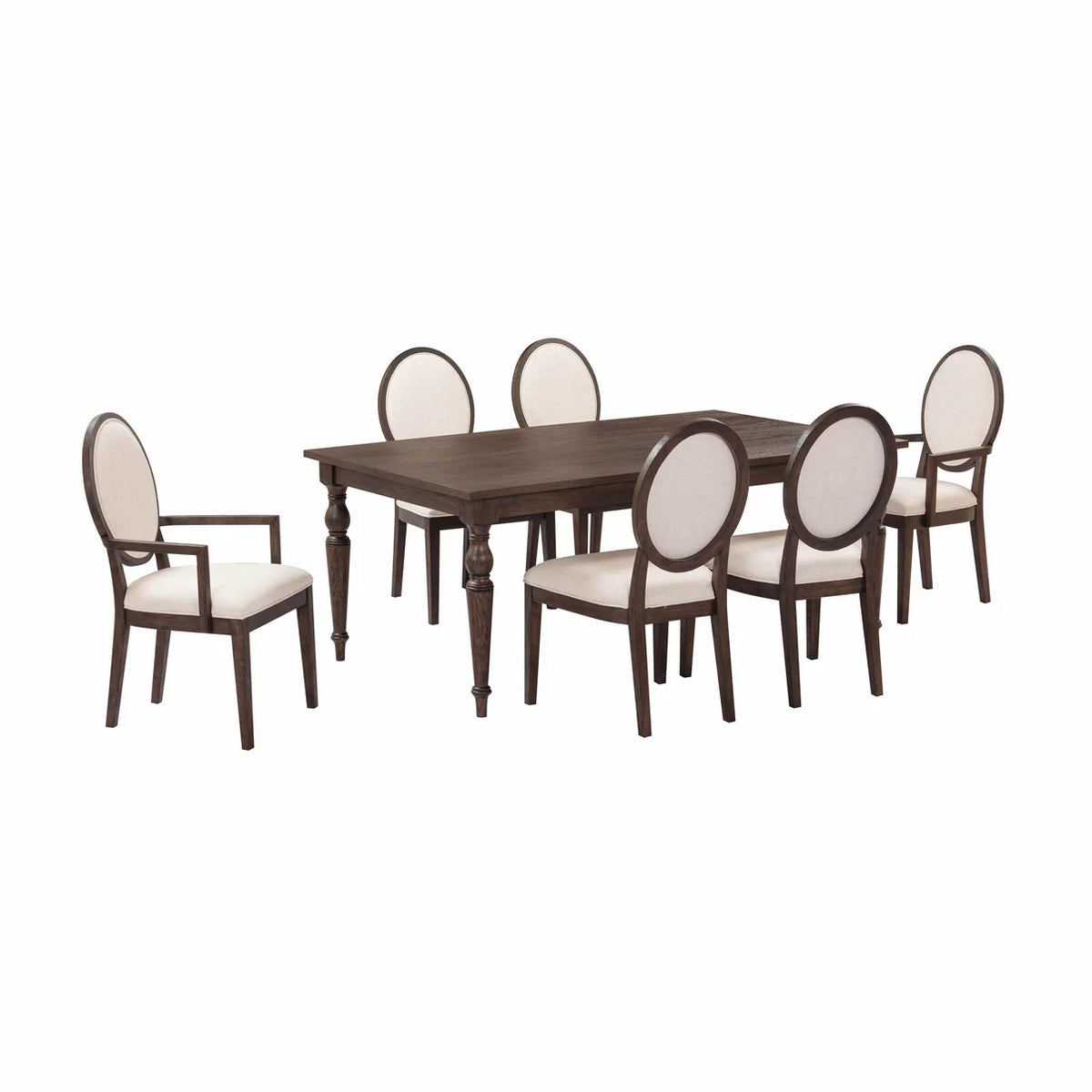 Lunaris Dark Brown and Beige Performance Fabric Dining Armchair (Set of 2)