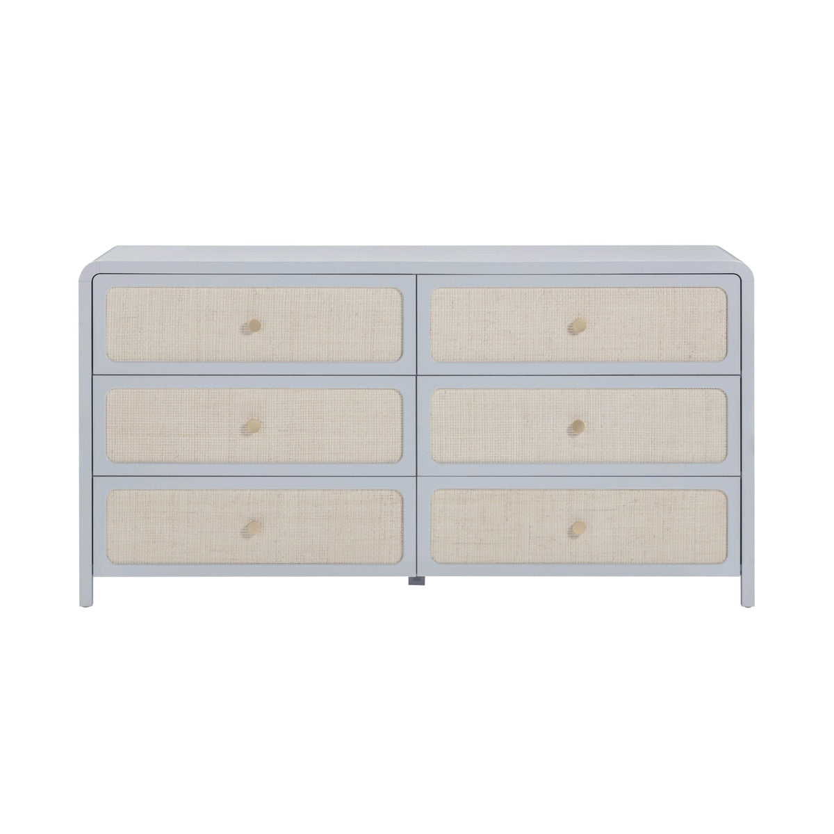 Ameline Pastel Blue Rattan 6 Drawer Dresser