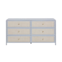 Ameline Pastel Blue Rattan 6 Drawer Dresser