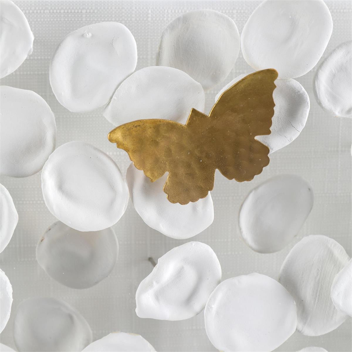 Amalea Linen Petals & Brass Butterflies Wall Art