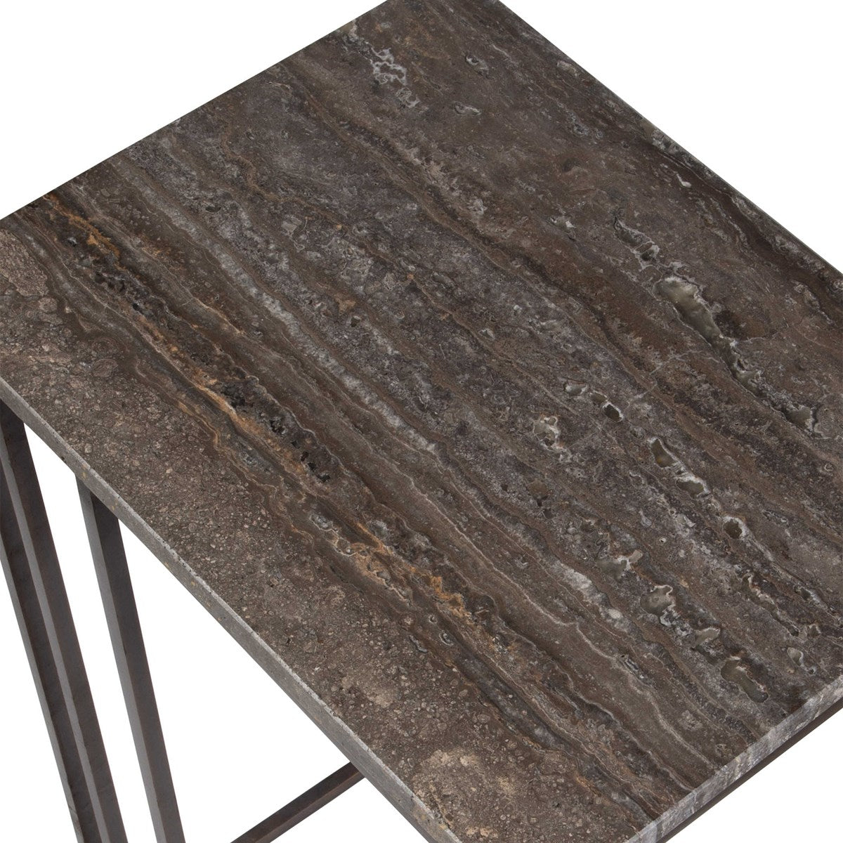 Theo Travertine & Dark Bronze Accent Table