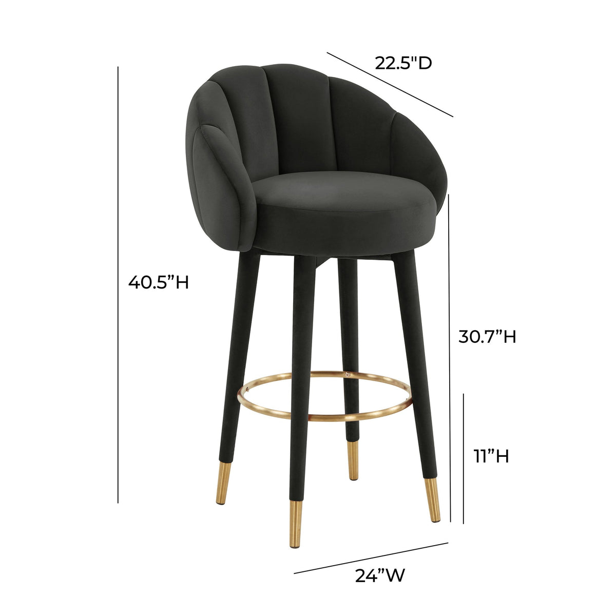 Morant Performance Black Velvet Swivel Bar Stool - Luxury Living Collection