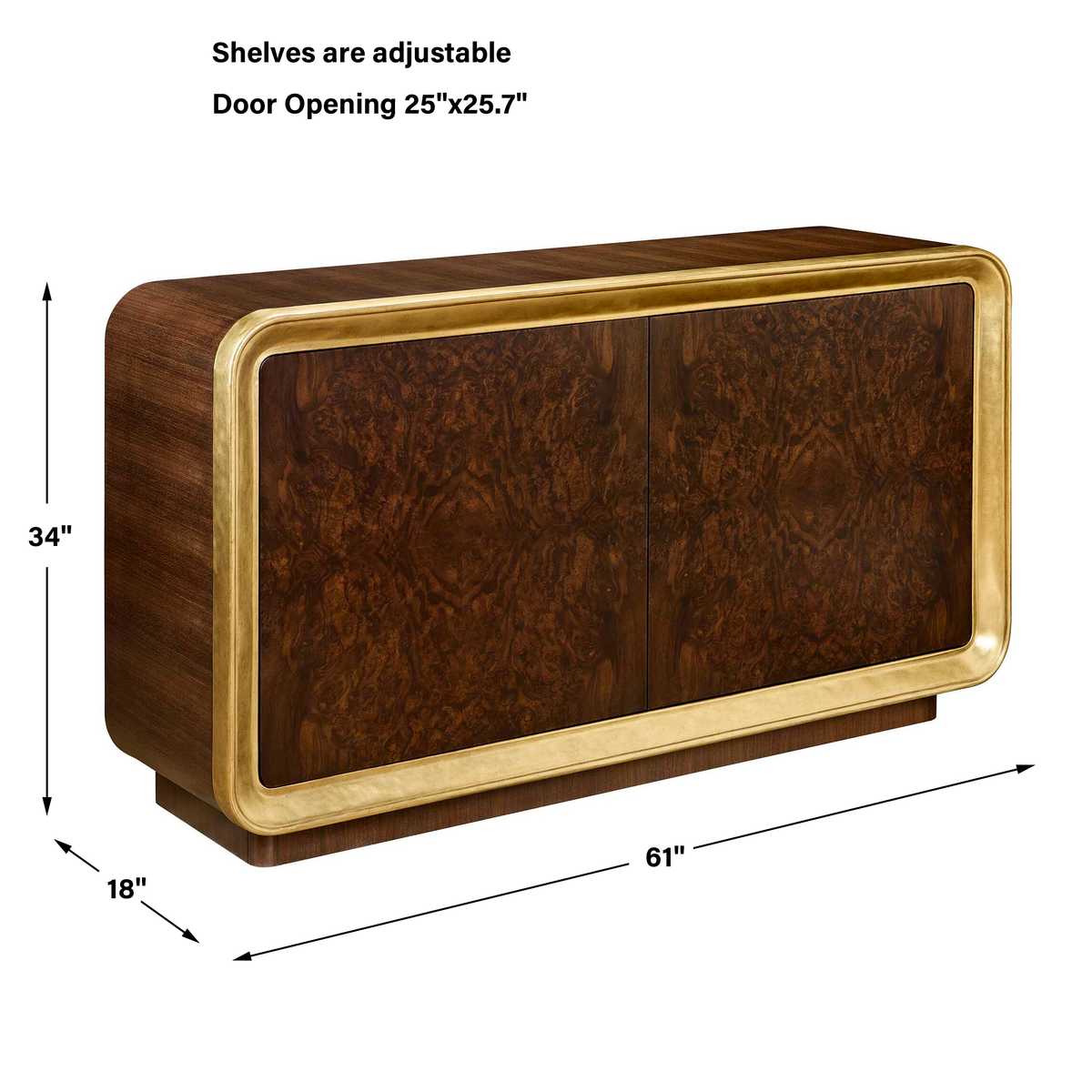 Annabelle Walnut & Gold  2 Door Cabinet
