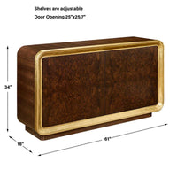 Annabelle Walnut & Gold  2 Door Cabinet