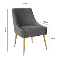Prado Pleated Grey Velvet With Gold Frame Chair - Luxury Living Collection