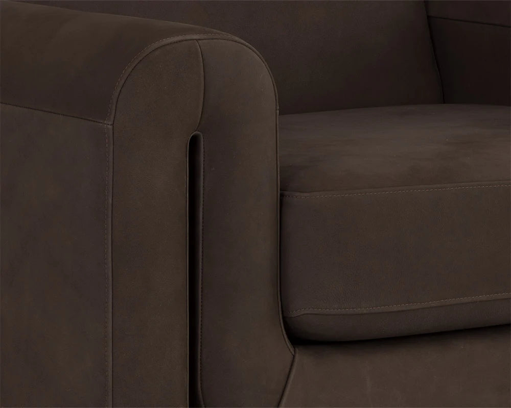 Romer Cocoa Leather & Gold Accent Chair