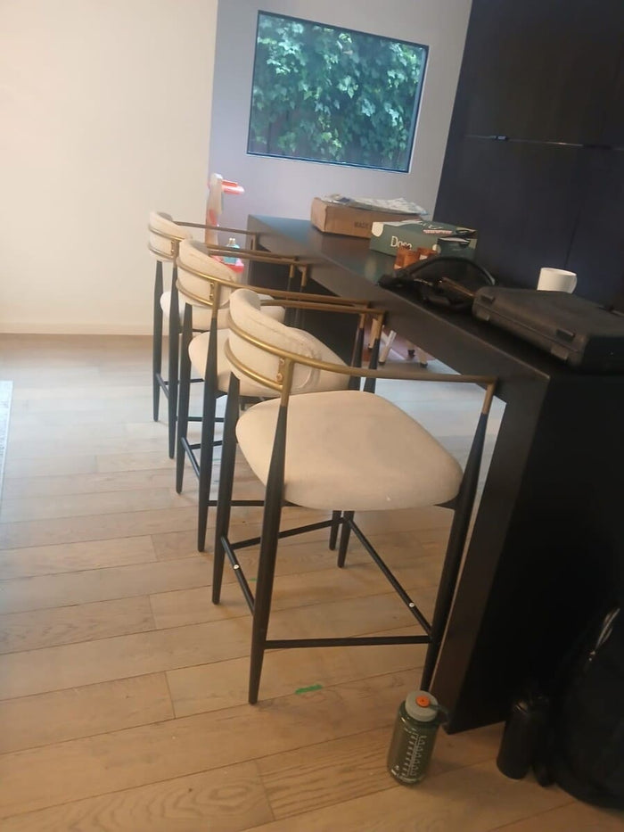 Nicole Modern Beige/Gold & Black Counter Stool