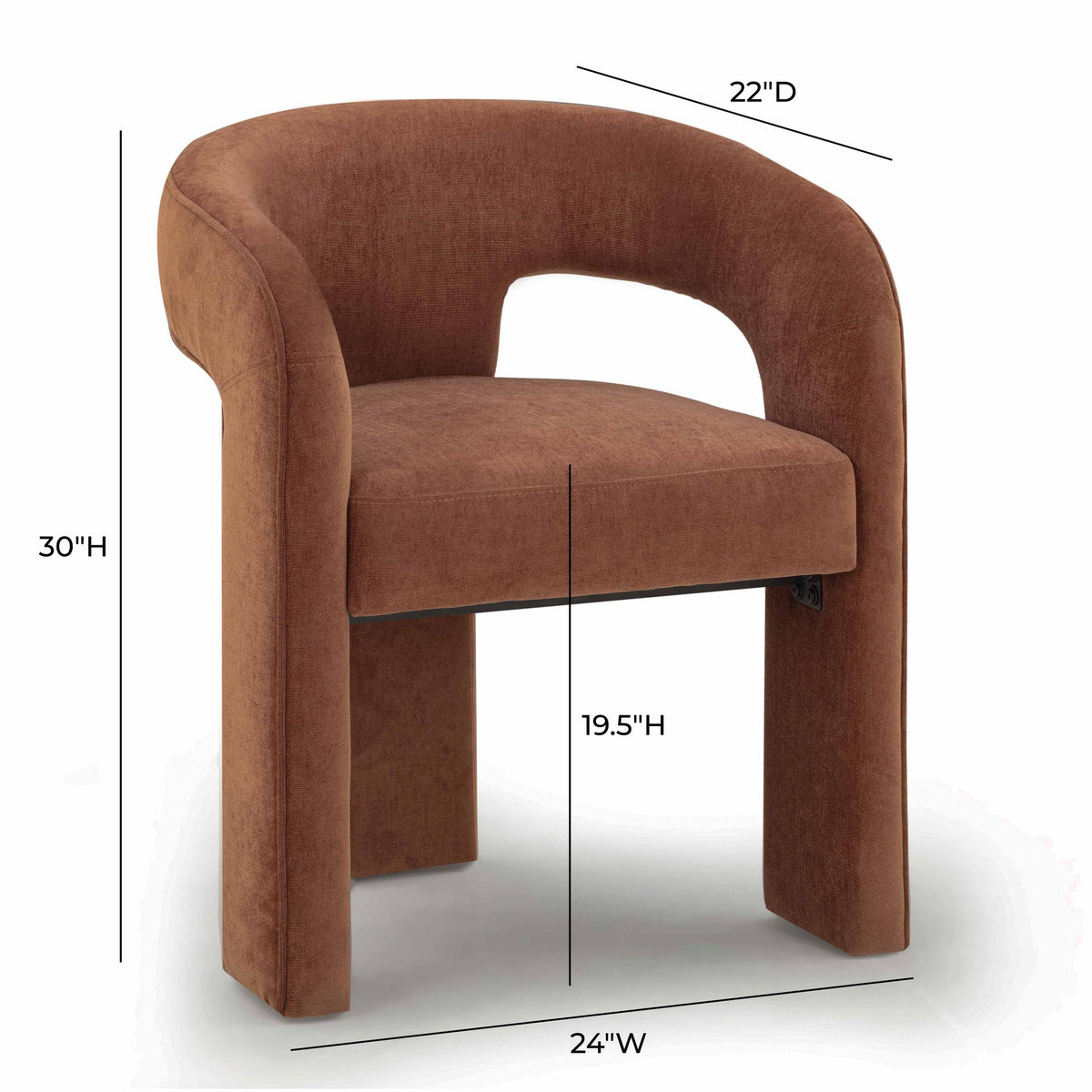 Malone Rust Red Performance Chenille Dining Chair