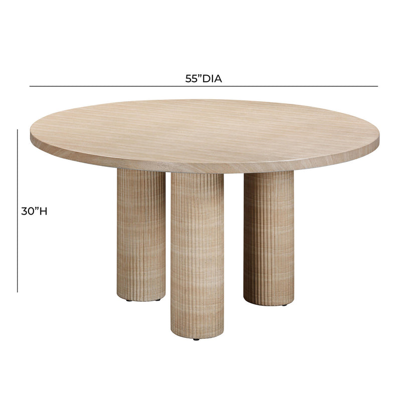 Tallo Textured Faux Travertine Indoor / Outdoor 55" Round Dining Table