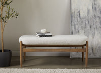 Winslow Grey Linen & Wood Bench