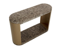 Cavette 50" Dark Emperador Faux Marble & Brass Console - Indoor/Outdoor
