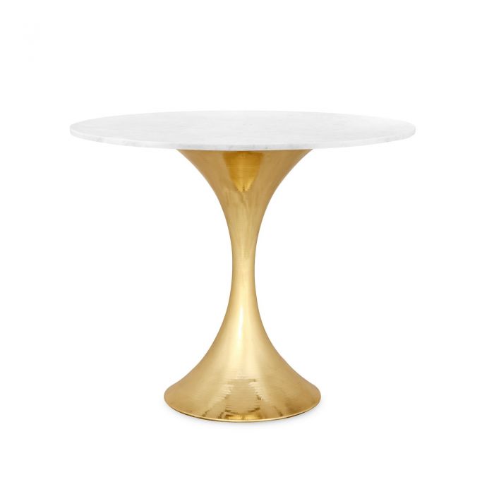 Ruthie 36" Carrara Round Dining Table/Entry Table, Brass With Marble Top