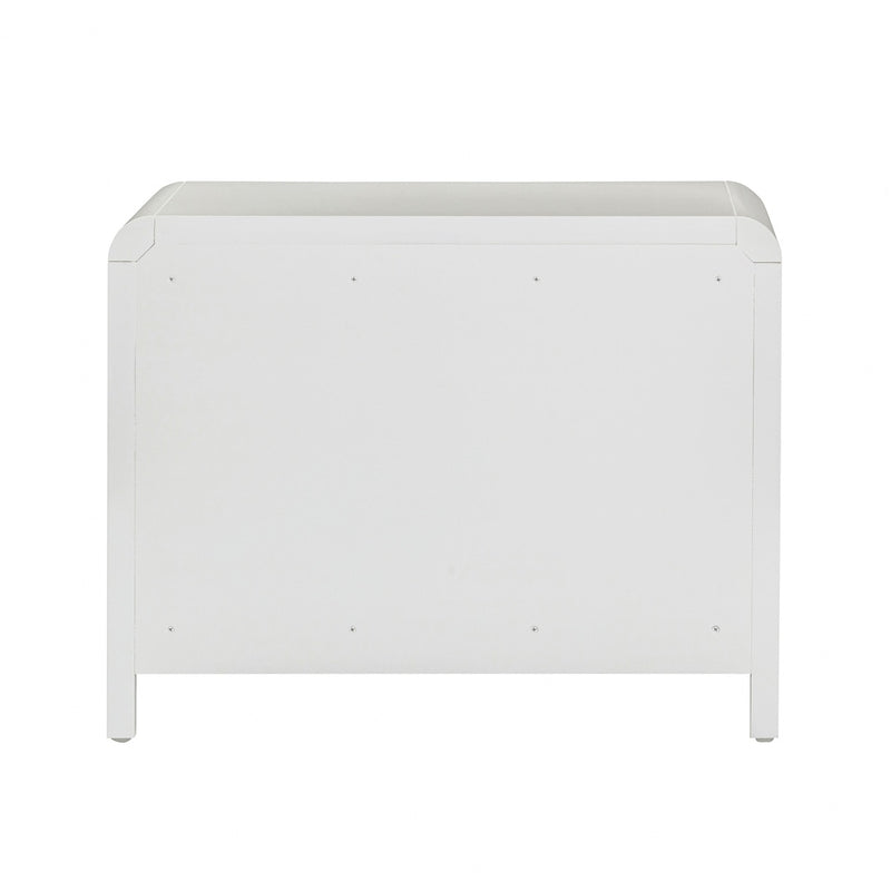 Ameline White Rattan 2 Drawer Nightstand