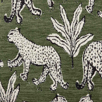 Kaelie Olive Green Leopard Jacquard Ottoman