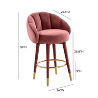 Morant Performance Salmon Velvet Swivel Counter Stool - Luxury Living Collection