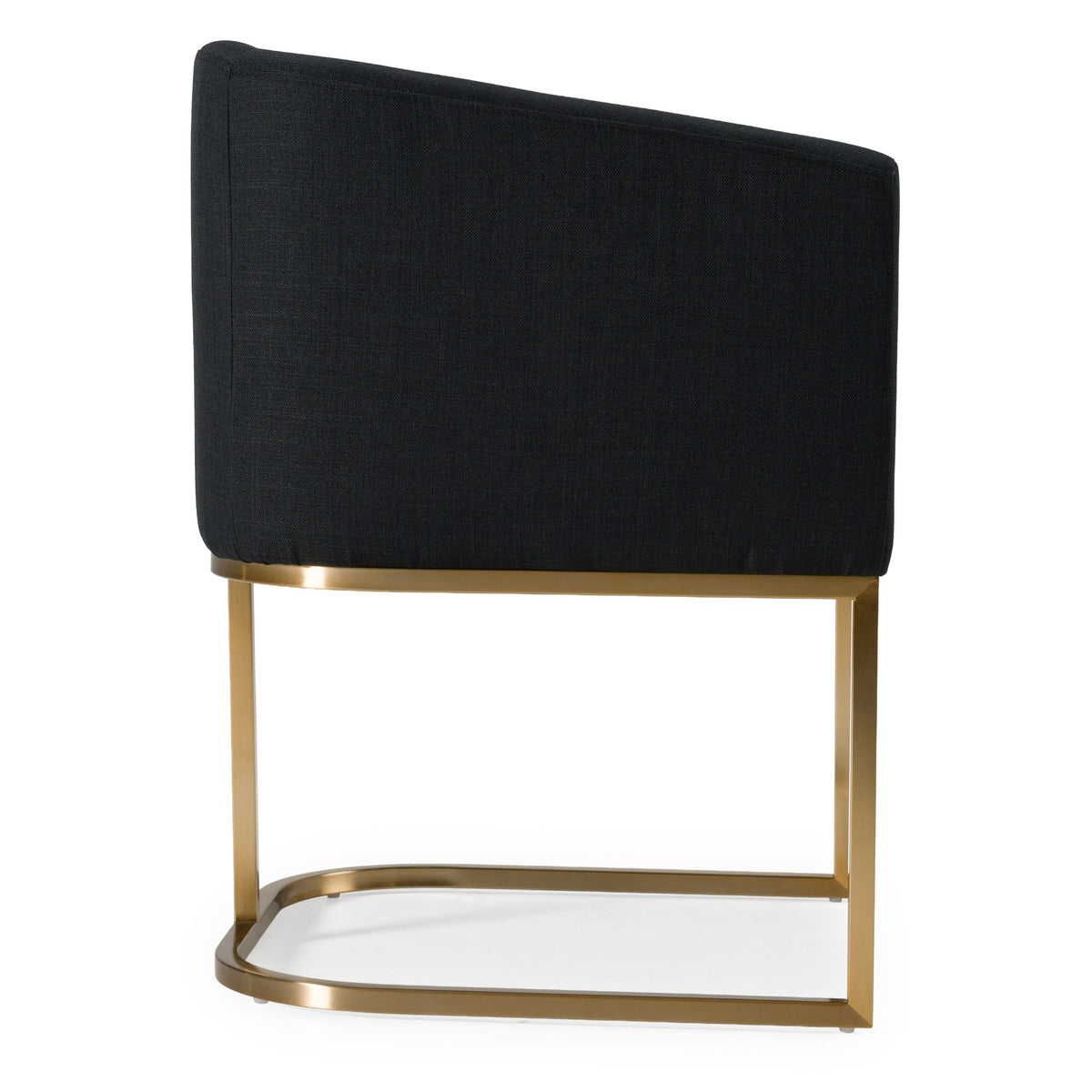 Ren Modern Black Fabric & Antique Brass Dining Chair