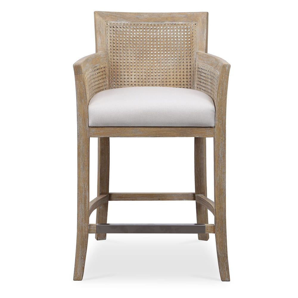 Ennis Off White Polished Nickel Counter Stool