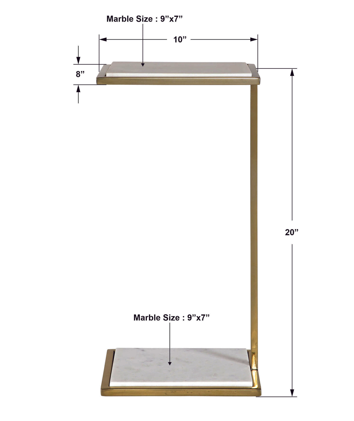 Brooker White Marble & Gold Accent Table