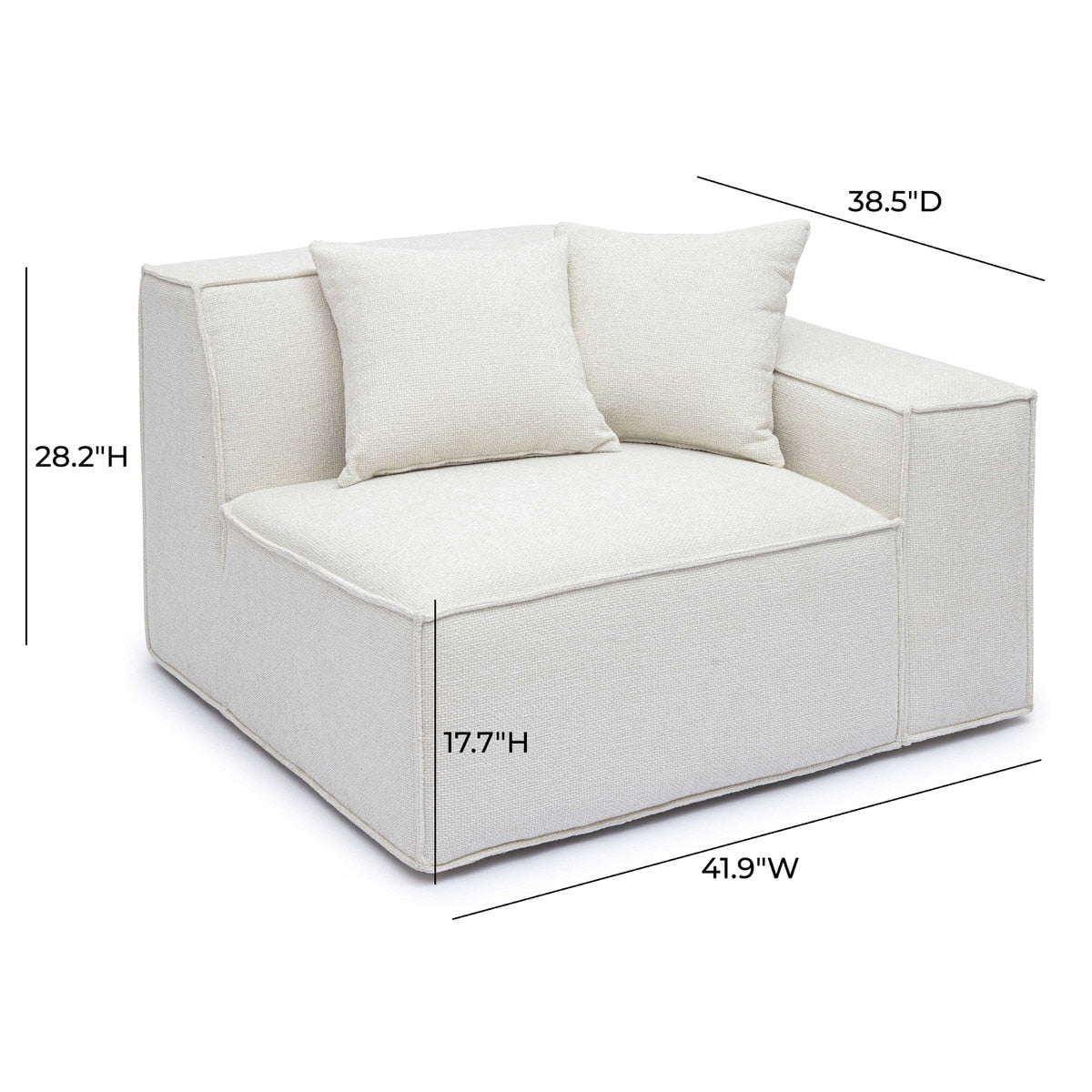 Mindy Cream Chenille Basketweave RAF Corner Chair
