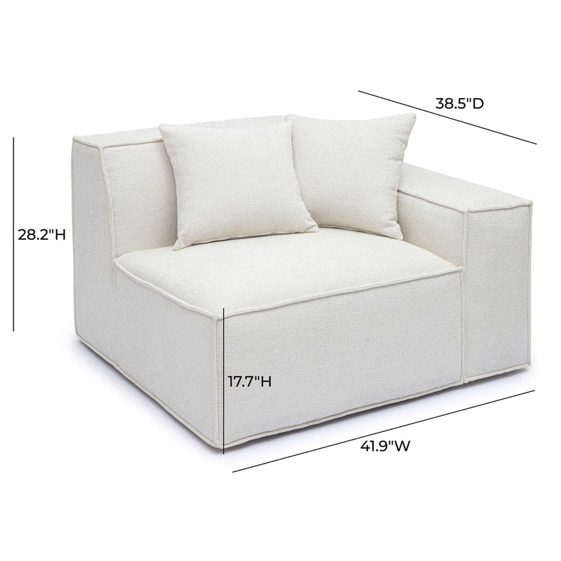 Mindy Cream Chenille Basketweave RAF Corner Chair