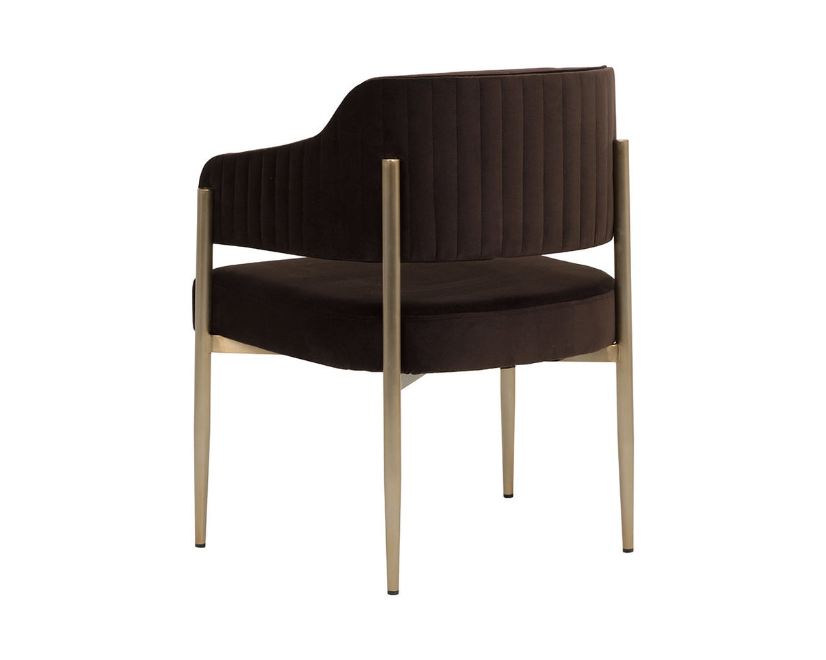 Tova Mink Plush Fabric & Stainless Steel Dining Armchair